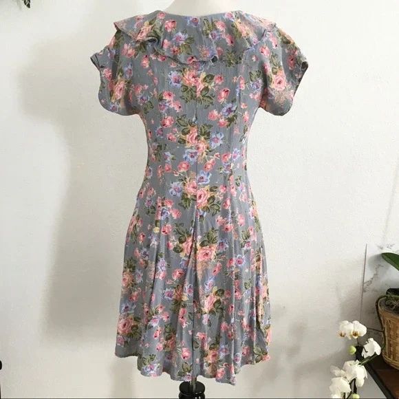 1990s pastel babydoll dress floral small blue pink - Picture 7 of 13